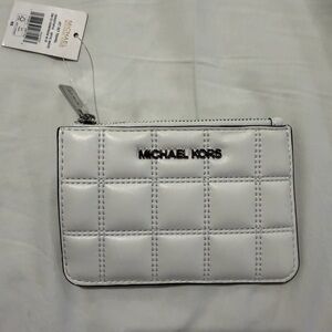 Michael Kors White Card Holder with Gold Accent